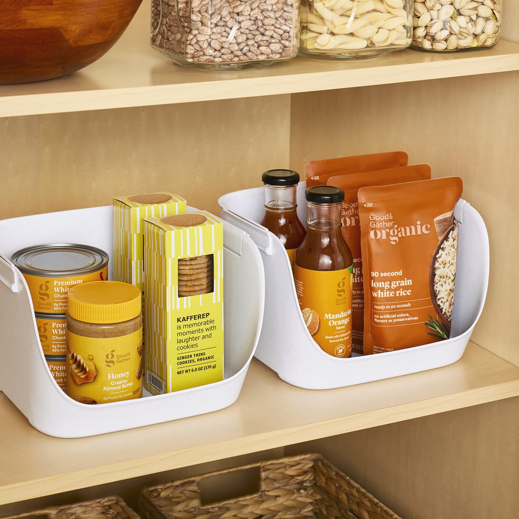YouCopia ShelfBin Packet Organizer, 4-Tier Stairstep Raised Divided Bin, BPA-Free Storage Caddy for Kitchen Pantry and Cabinet Organization, Tea Bags, Medicine, and More