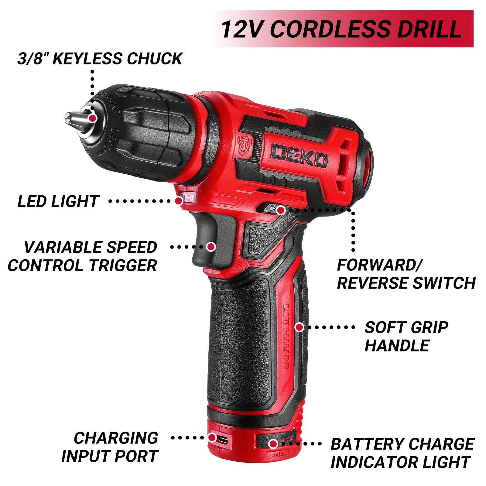Tool Set: Tool Kit with 12V Cordless Drill, Hand Toolbox with storage case, Mechanic Tool set for Home Repairs, Green
