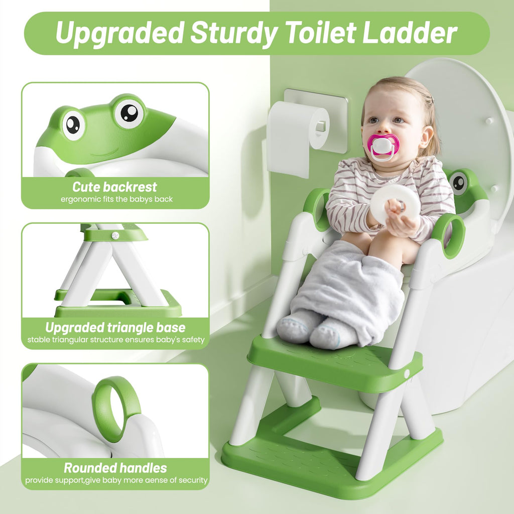 Potty Training Seat, Upgrade Toddler Toilet Seat for Kids Boys Girls, 2 in 1 Potty Training Toilet, Splash Guard Anti-Slip Pad Step Stool(Blue)