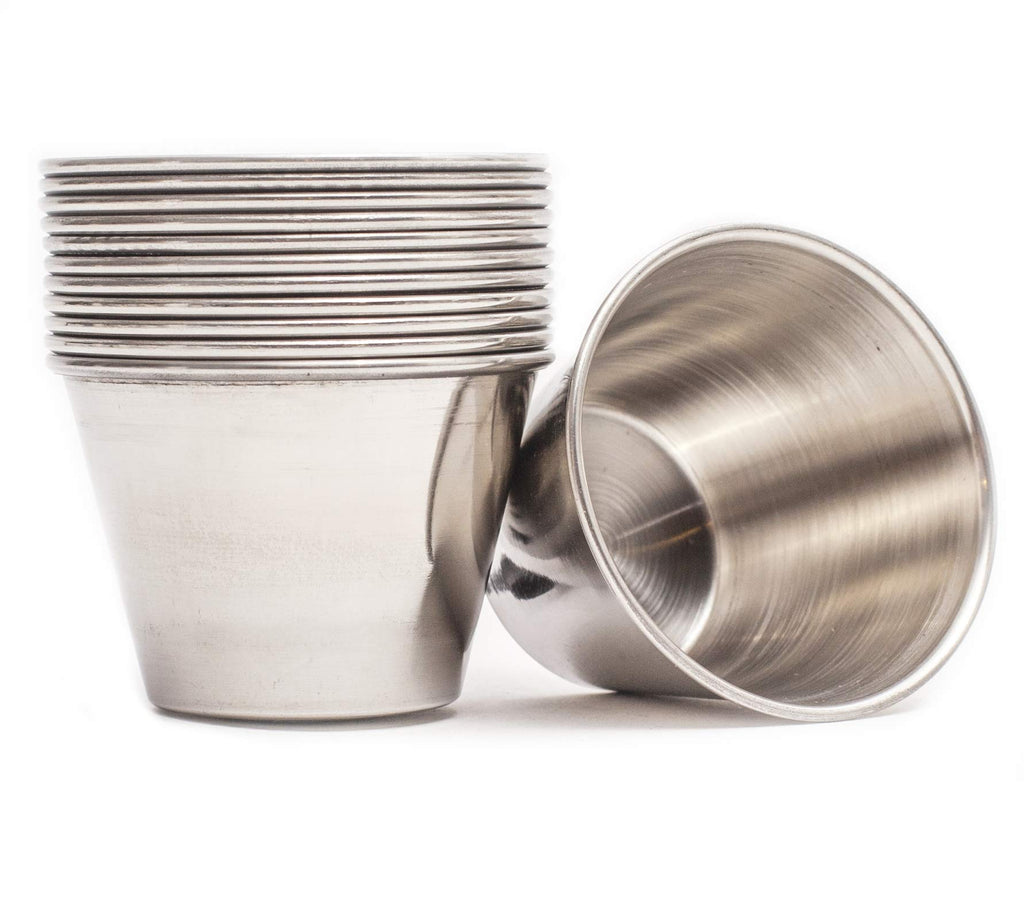 Ramekins Stainless Steel Condiment Sauce Cups, Metal Ramekins, Commercial Grade, Multifunctional, Ideal for All Hot and Cold Sauces, Individual Portion Cups (12, 1.5 oz)