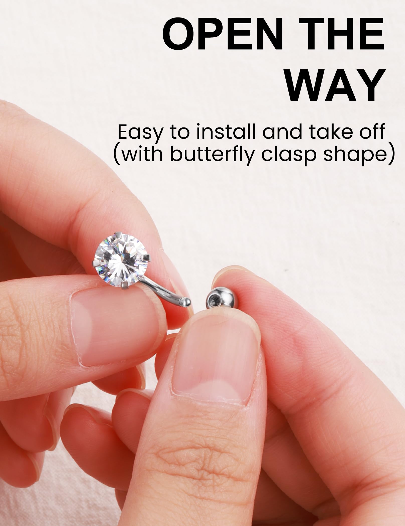 Wssxc 14G Hypoallergenic Surgical Steel Belly Button Ring Cubic Zirconia Belly Button Barbs Body Piercing Set 7Pcs