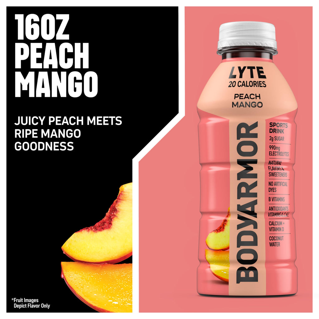 BODYARMOR Lyte Sports Drink Low-Calorie Beverage, Blueberry Pomegranate, Coconut Water Hydration, Natural Flavors with Vitamins, Potassium-Packed Electrolytes, 16 Fl Oz (Pack of 12)