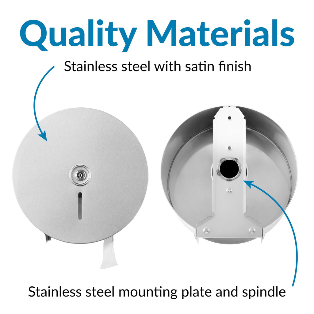Bobrick Single Jumbo-Roll Surface-Mounted Toilet Tissue Dispenser, Satin-Finish Stainless Steel, ADA Compliant, Secure Locking Design, Versatile Roll Compatibility, Durable & Easy-Load Mechanism (Model B-2890)
