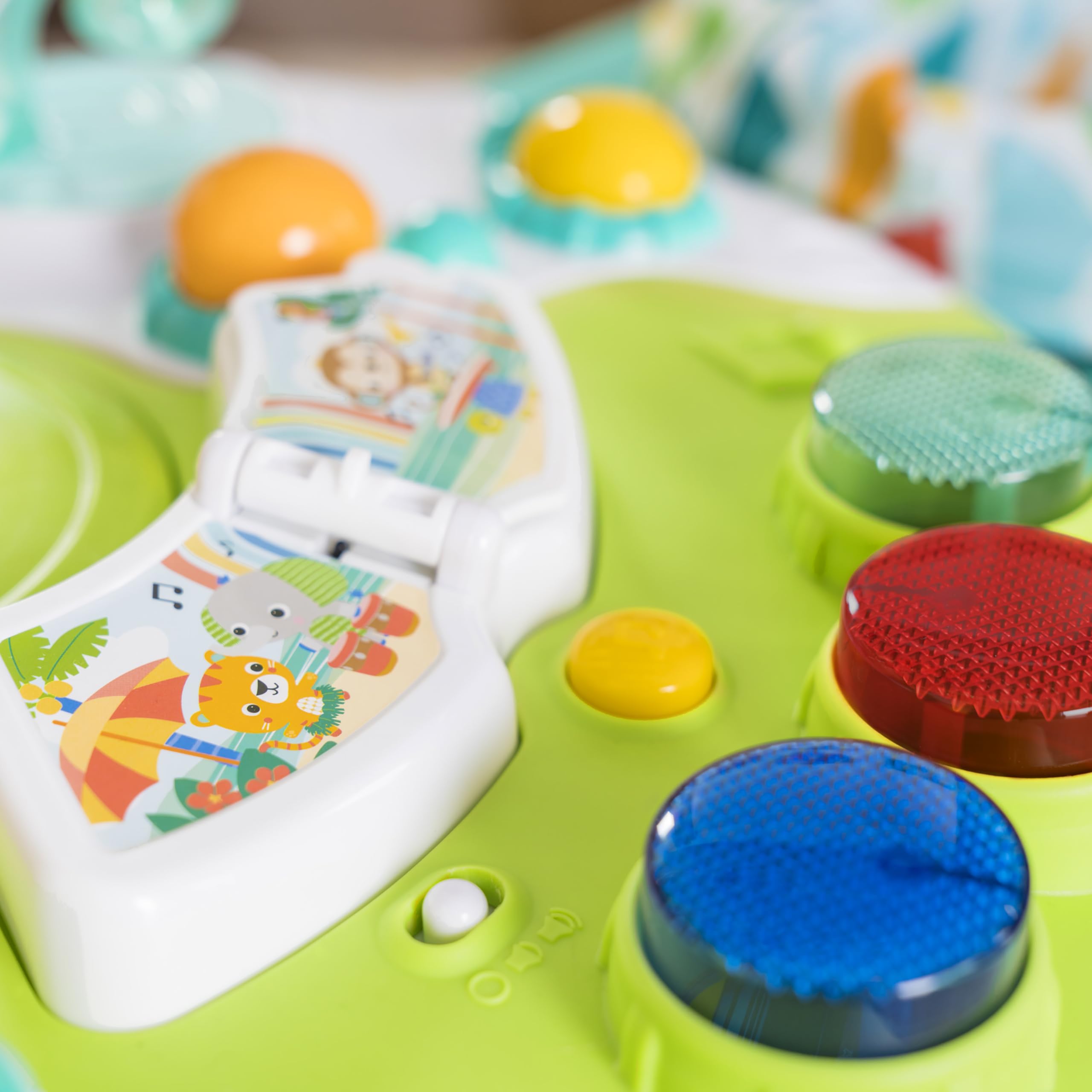 Bright Starts Around We Go 2-in-1 Baby Walker, Discovery Activity Center and Table, Tropic Cool, Ages 6 Months+