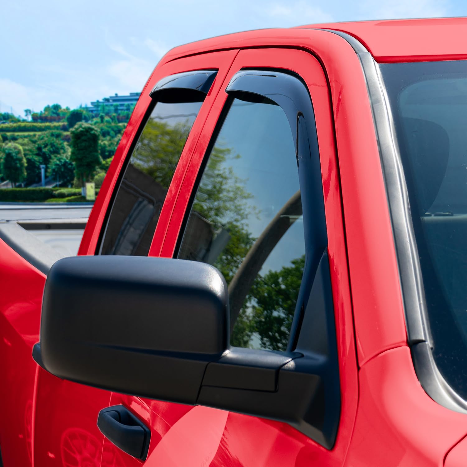 Voron Glass in-Channel Extra Durable Rain Guards for Trucks Chevrolet (Chevy) Silverado/GMC Sierra 2014-2018 Crew Cab, Window Deflectors, Vent Window Visors, 4 Pieces - 220009