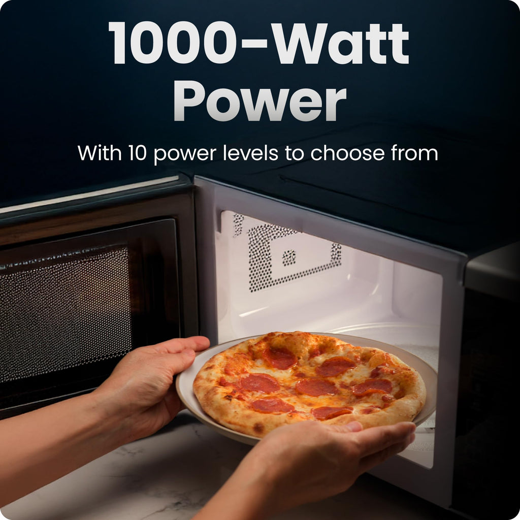 Chefman Compact Countertop Microwave Oven 0.7 Cu. Ft., 700W with 10 Power Levels, 3 Cooking Presets with One-Touch Express Cook, 2 Defrost Settings, Child Safety Lock, & Mute Button – Stainless Steel