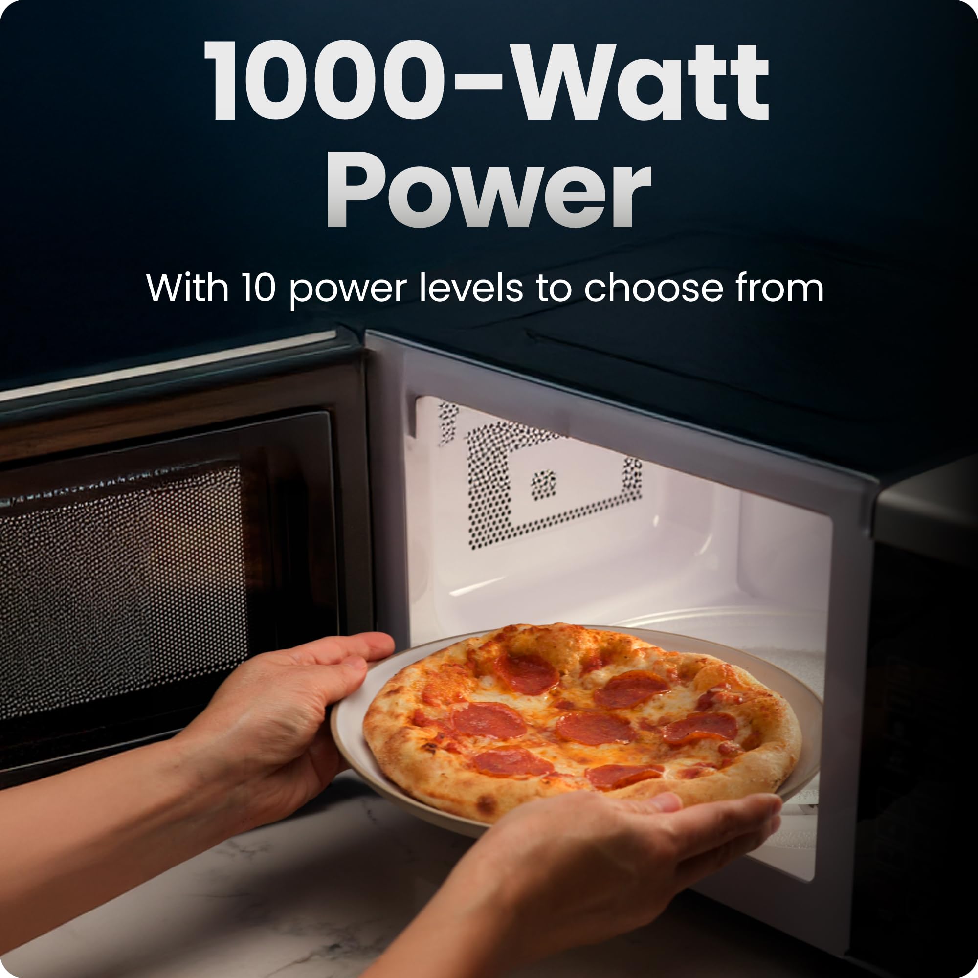 Chefman Compact Countertop Microwave Oven 0.7 Cu. Ft., 700W with 10 Power Levels, 3 Cooking Presets with One-Touch Express Cook, 2 Defrost Settings, Child Safety Lock, & Mute Button – Stainless Steel