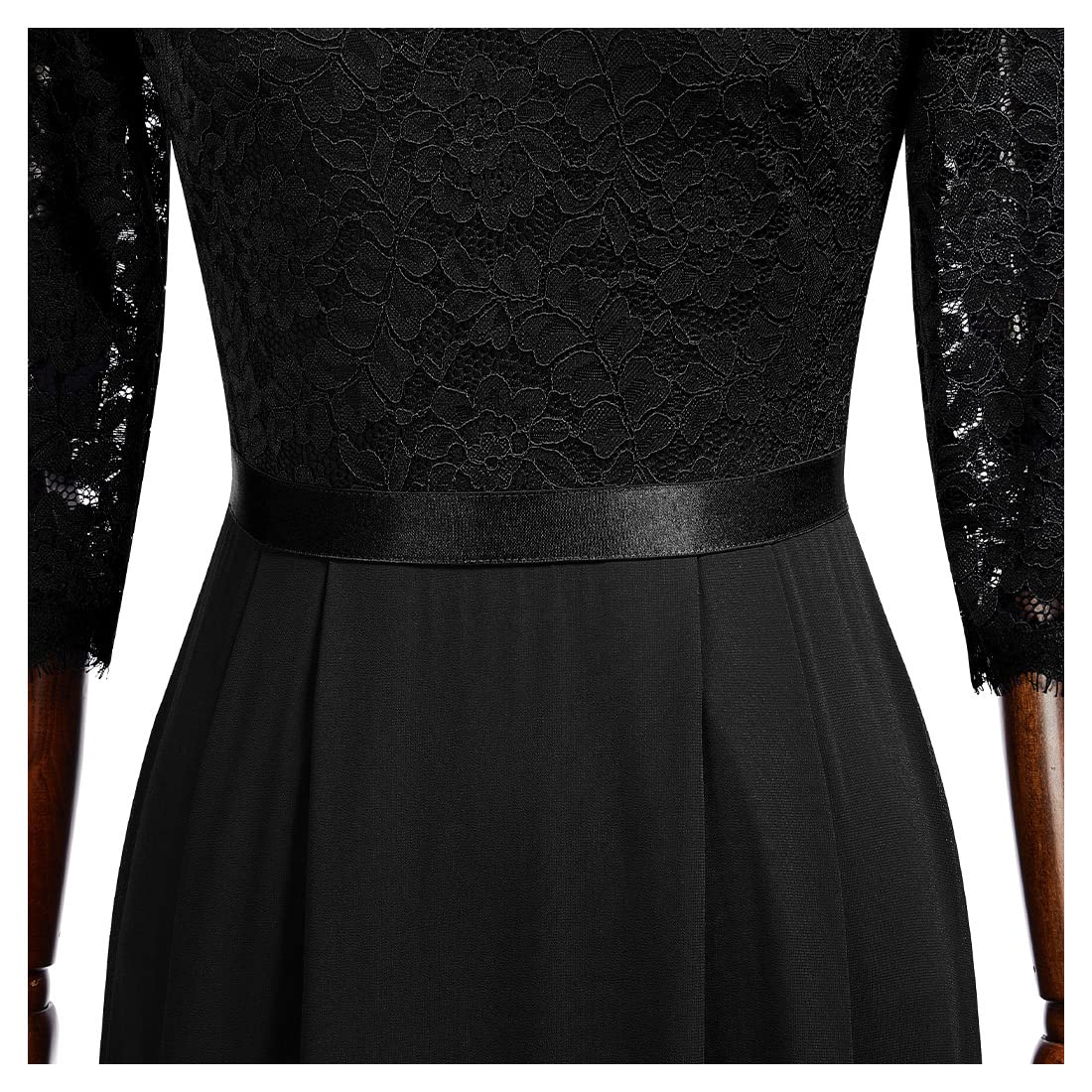 MISSMAY Women's Formal Floral Lace 2/3 Sleeves Long Evening Party Maxi Dress