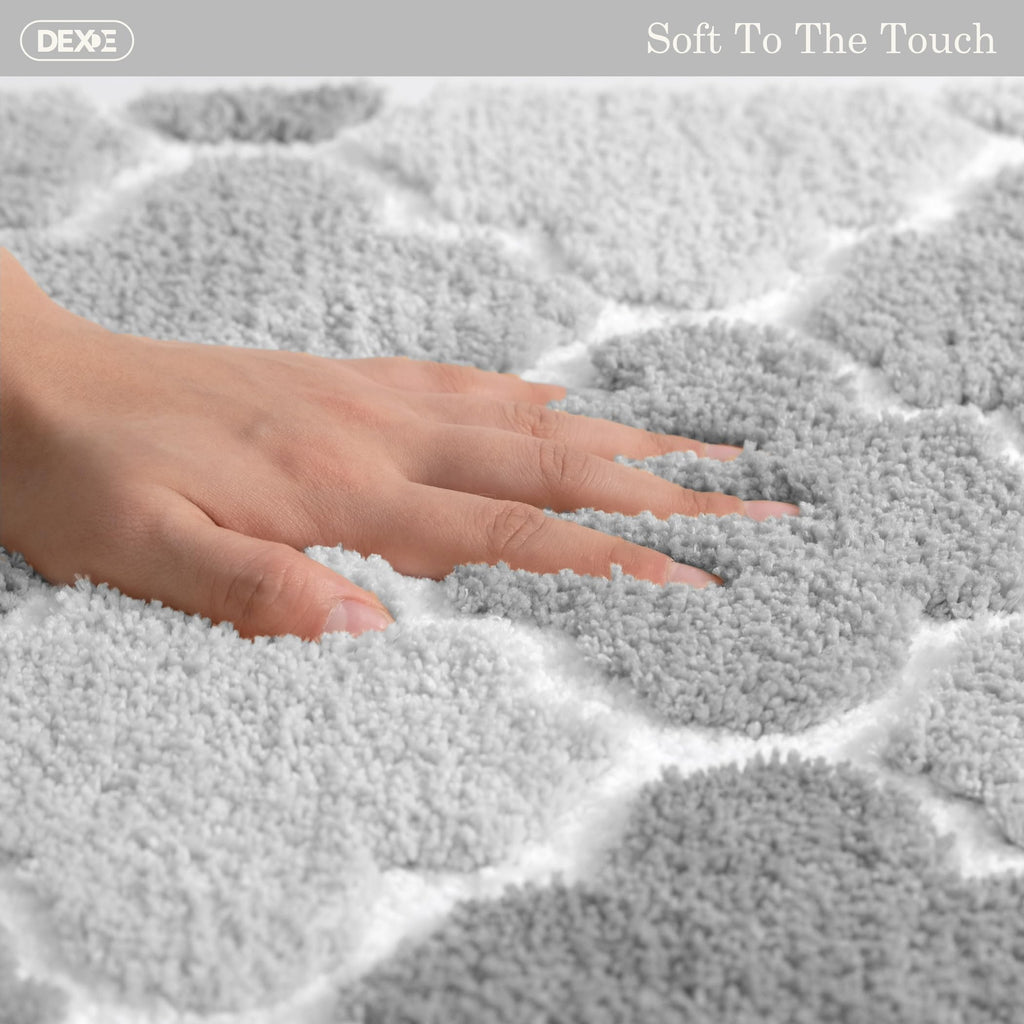 DEXDE Bathroom Rugs Runner 24x47 Long Bath Rug Non Slip Soft Washable Large Bath Mats for Bathroom Bedroom Hallway Kitchen Floor Carpet Modern Boho Decor, Beige