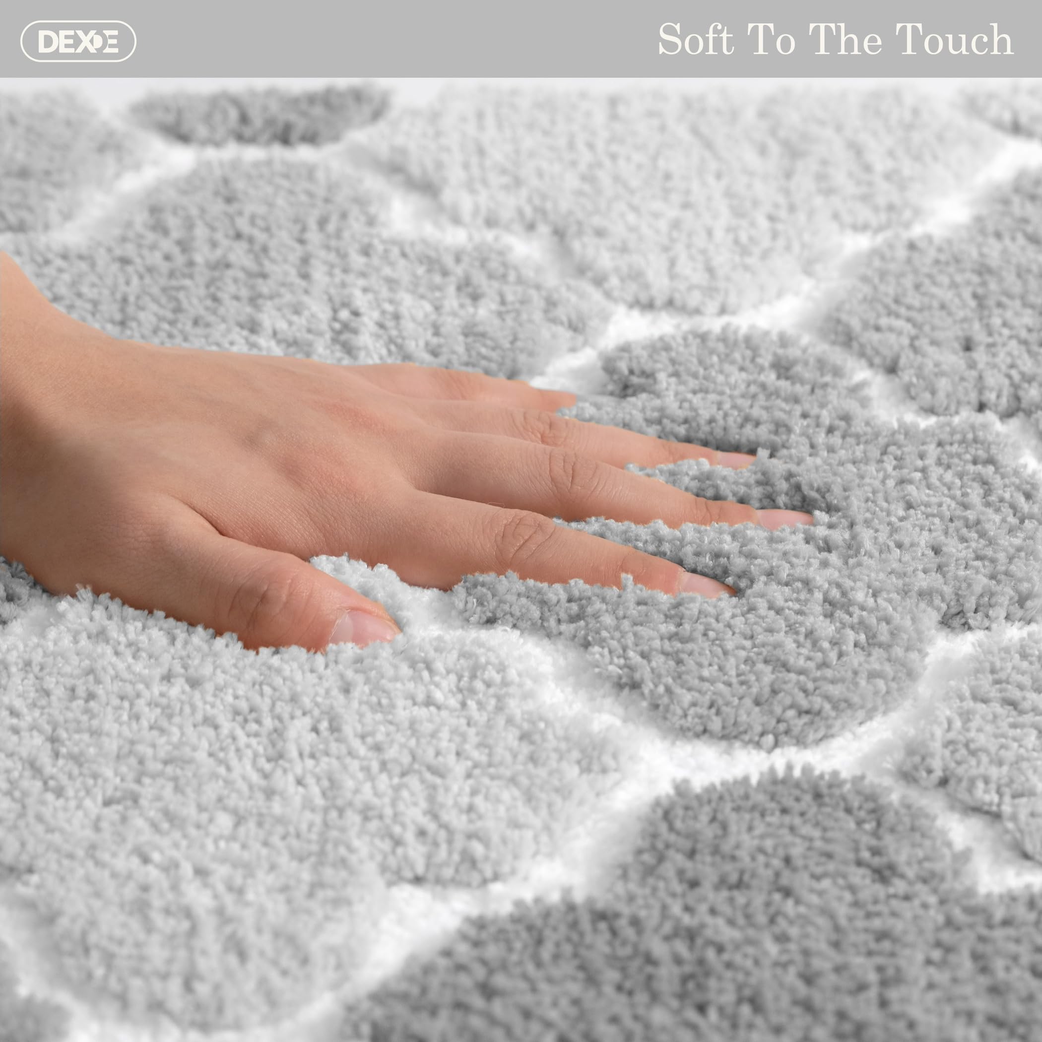 DEXDE Bathroom Rugs Runner 24x47 Long Bath Rug Non Slip Soft Washable Large Bath Mats for Bathroom Bedroom Hallway Kitchen Floor Carpet Modern Boho Decor, Beige