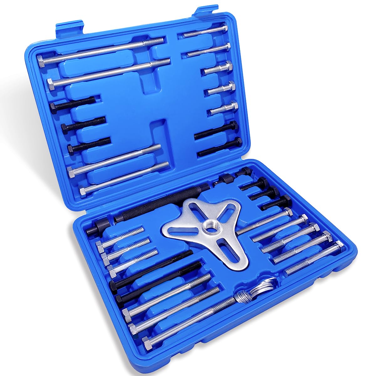 Thorstone 5pcs Harmonic Balancer Installer Set | 5pc Long Reach Crank Pulley Underdrive Pulley Damper Installation Tool Kit with 4 Adapters & Nut Bearing
