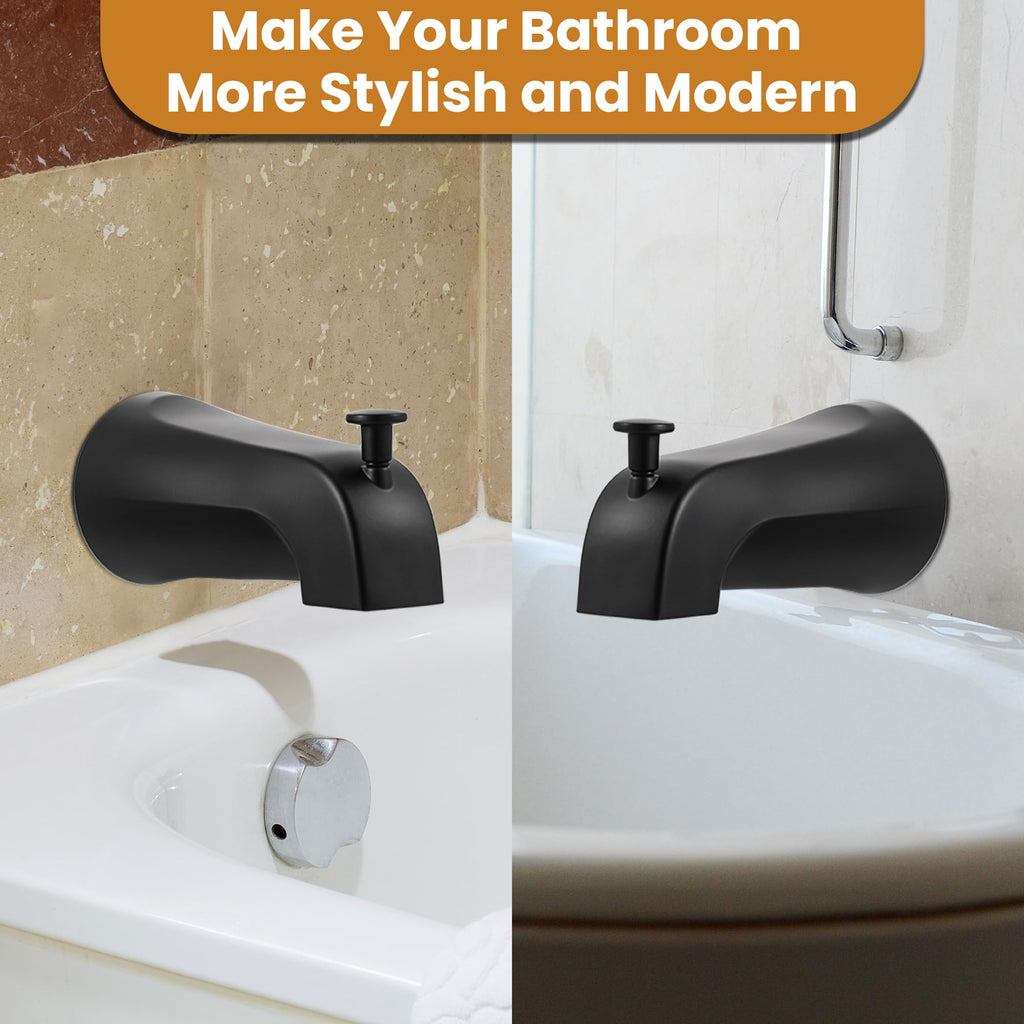 Dreyoo Tub Spout (Universal Fits 1/2" Copper Pipe, 1/2" IPS and 3/4" IPS), Bathroom Bathtub Faucet with Adapters and Hex Wrench(Brushed Nickel,Simple)