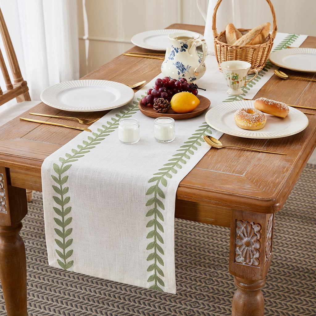 Wracra Embroidered Placemats, 13 x 18 Inch Set of 4 Placemats, Irregular Willow Rustic Place Mats for Kitchen Table and Heat Resistant, Blue 4PCS