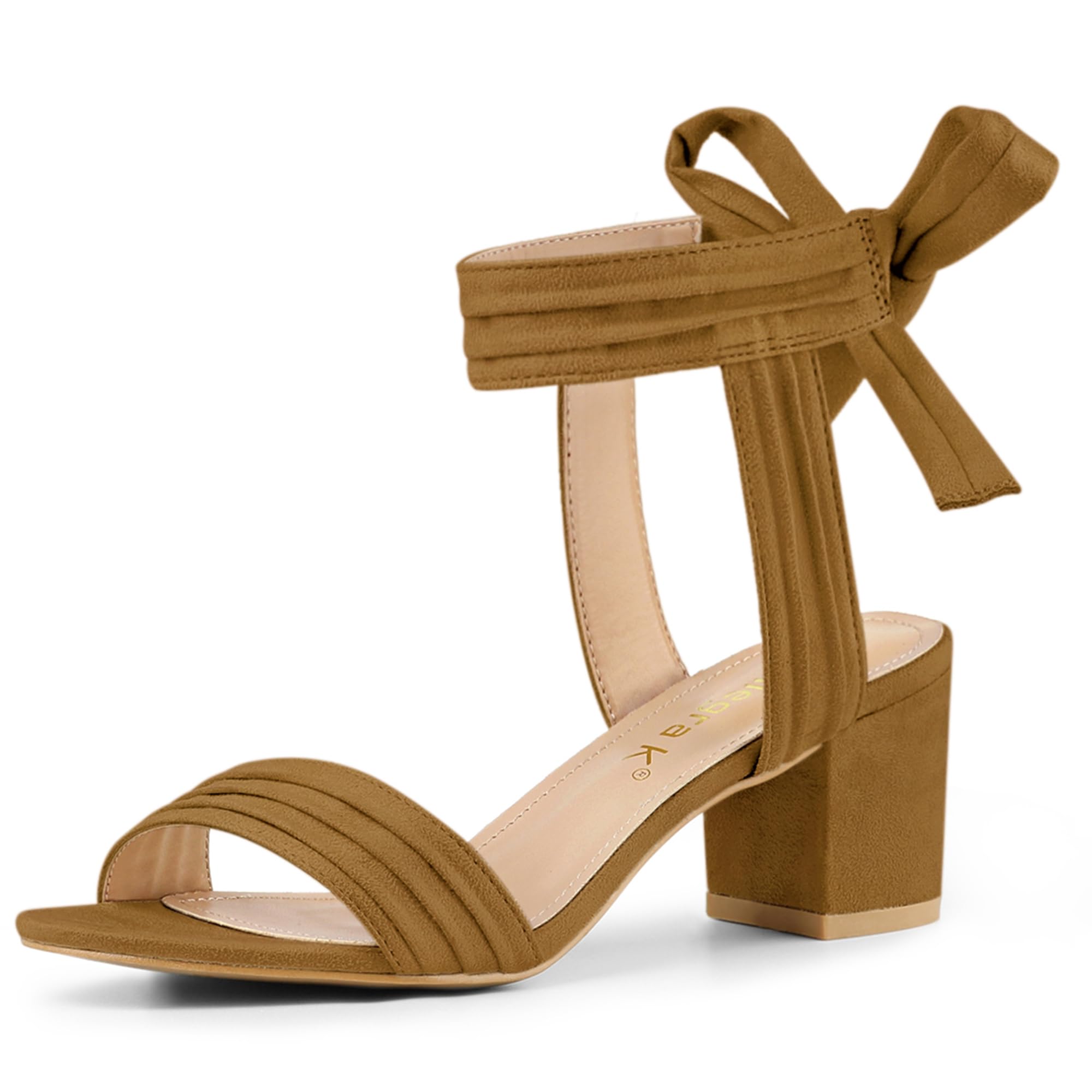 Allegra K Women's Open Toe Ankle Tie Back Block Heels Sandals