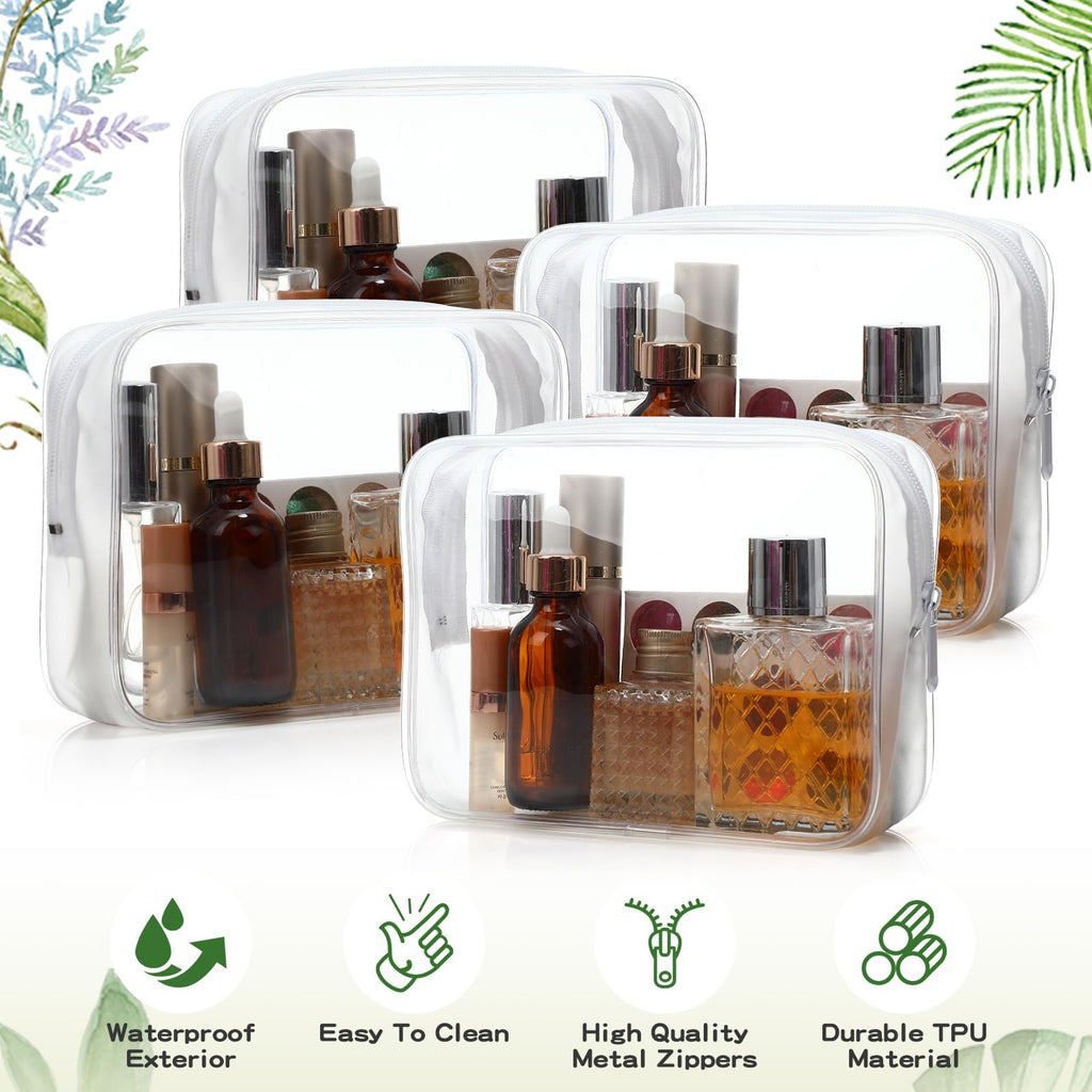 Weewooday 12 Pieces Clear Makeup Bags Cosmetic Storage Bags PVC Zipper Pouches Travel Waterproof Makeup Plastic Case for Women Organizing Toiletries Traveling Bathroom(Medium,Black)