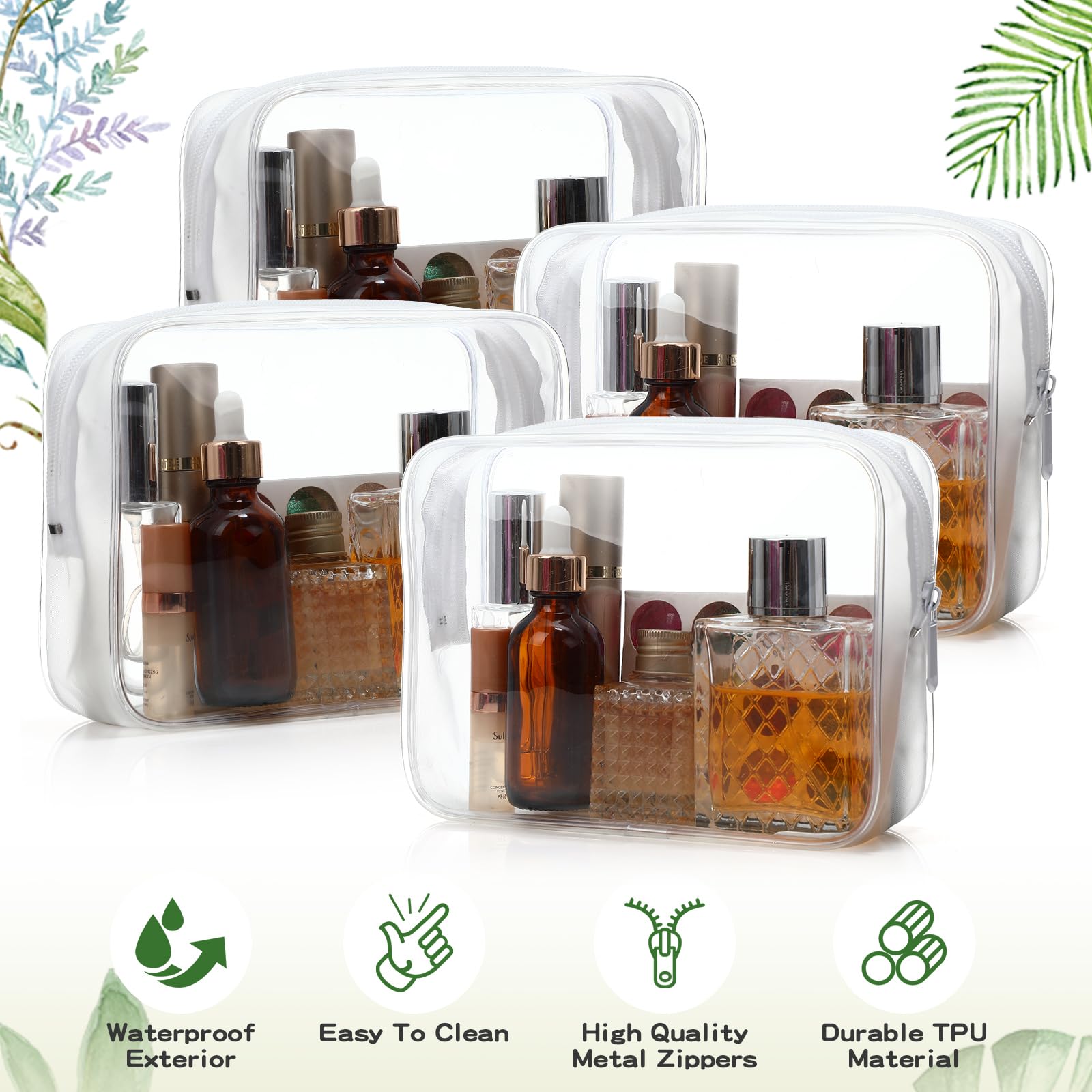 Weewooday 12 Pieces Clear Makeup Bags Cosmetic Storage Bags PVC Zipper Pouches Travel Waterproof Makeup Plastic Case for Women Organizing Toiletries Traveling Bathroom(Medium,Black)
