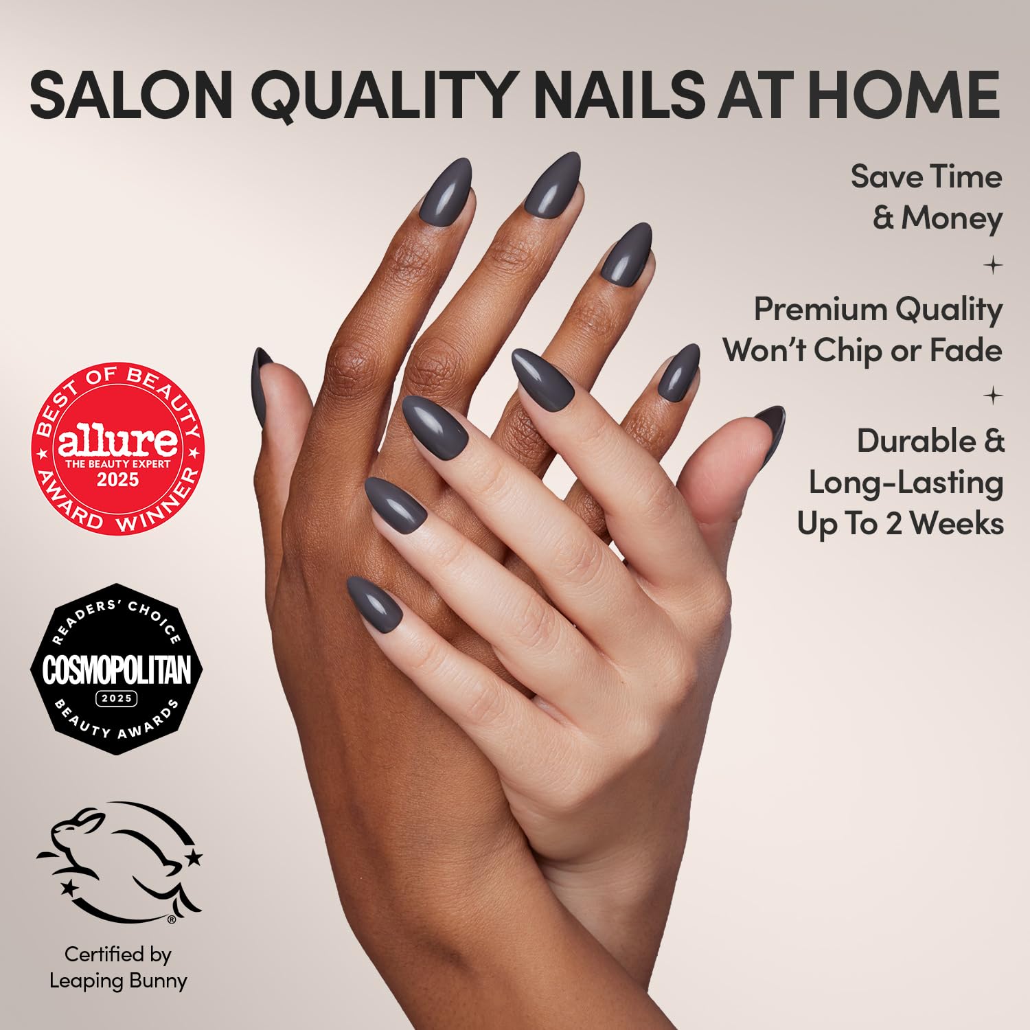 Glamnetic Press On Nails - Cashmere Blue | Opaque Soft Pale Sky Blue Short Squoval Fake Nails, Salon Quality | 15 Sizes - 30 Nail Kit