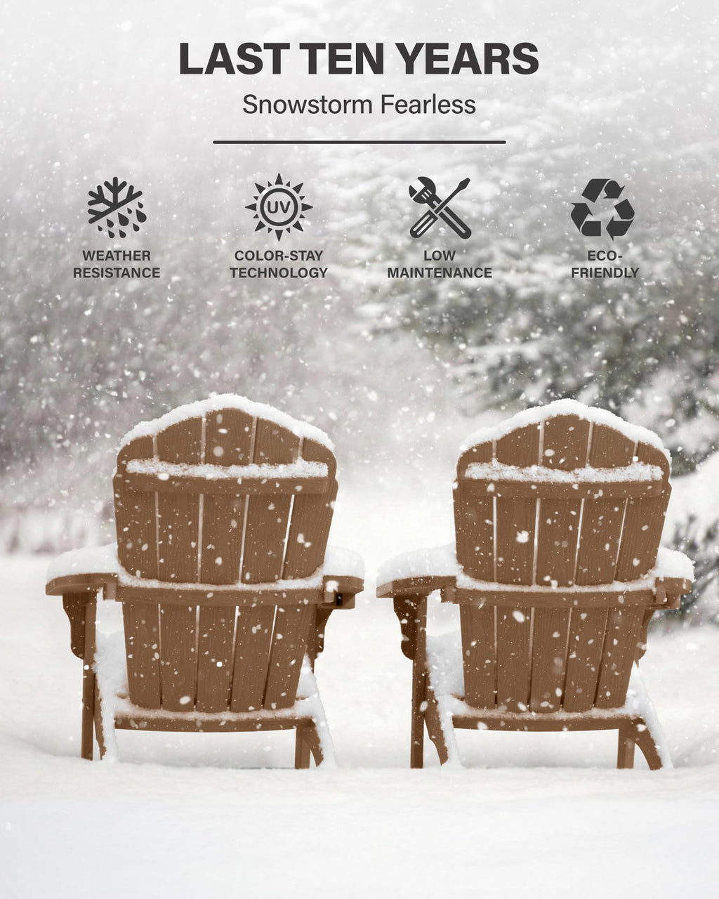 YEFU Oversized Plastic Adirondack Chair Set of 2 with Cup-Holder (Large Dual-Purpose), Weather Resistant, Poly Lumber Outdoor Chairs Duty Rating Widely Used in Patio, Lawn, Outside, Deck Chairs-Black