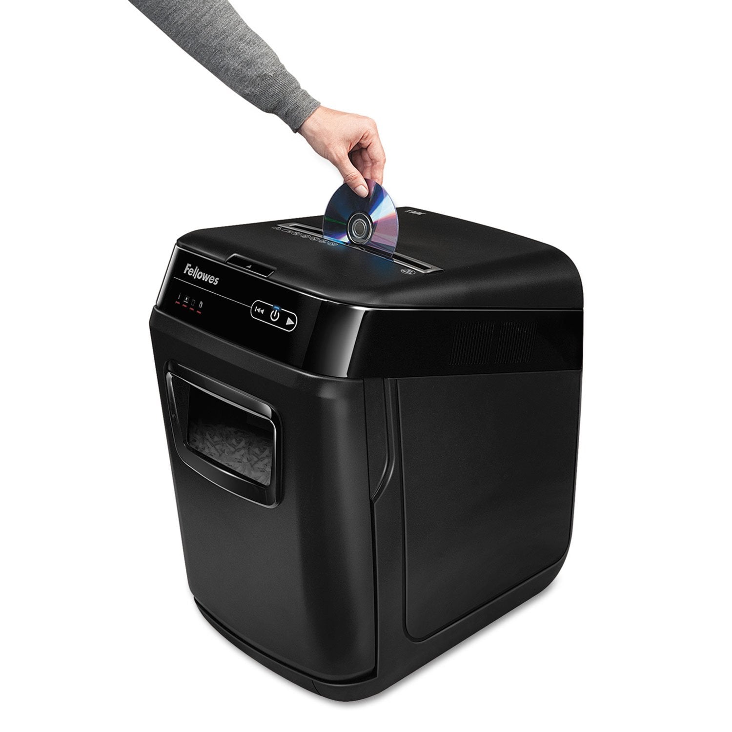 Fellowes AutoMax Micro-Cut 100M Commercial Office Auto Feed 2-in-1 Paper Shredder with 100-Sheet Capacity, Black