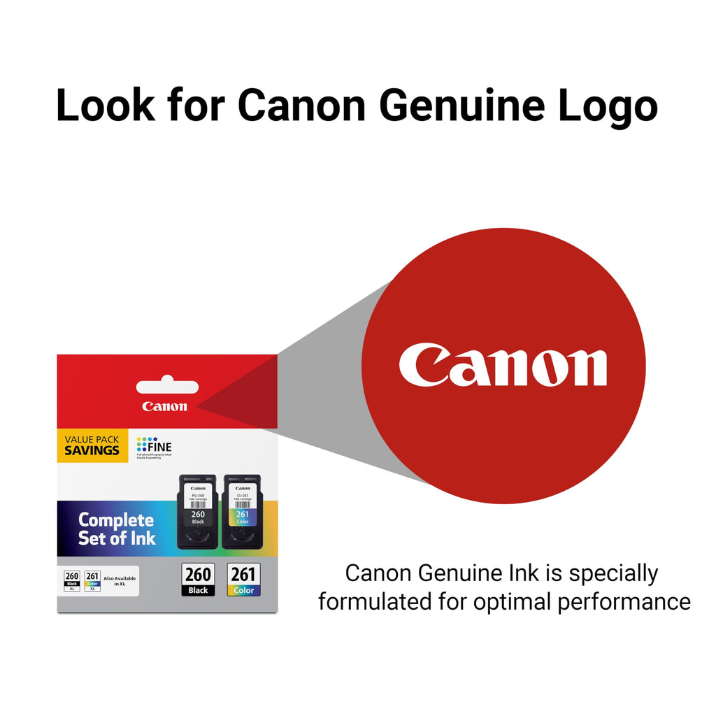 Canon PG-260 / CLI-261 Genuine Ink Value Pack (2 Cartridges),Compatible with TS5320,TR7020,(Pack of 2)