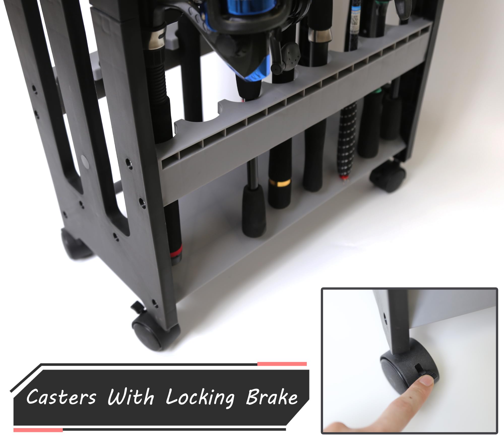 Fishing Rod Holder,Fishing Pole Holders for Garage,Rod Holder for 16 Rod and Reel Combos,Vertical Fishing Rod Rack Floor Storage,Fishing Gifts for Men (Gray)