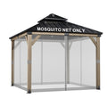 BPS 10' x 10' Gazebo Universal Mosquito Netting Screen Replacement, 4-Panel Mesh Screen Walls with Double Zippers for Outdoor Patio, Khaki (Mosquito Net Only)
