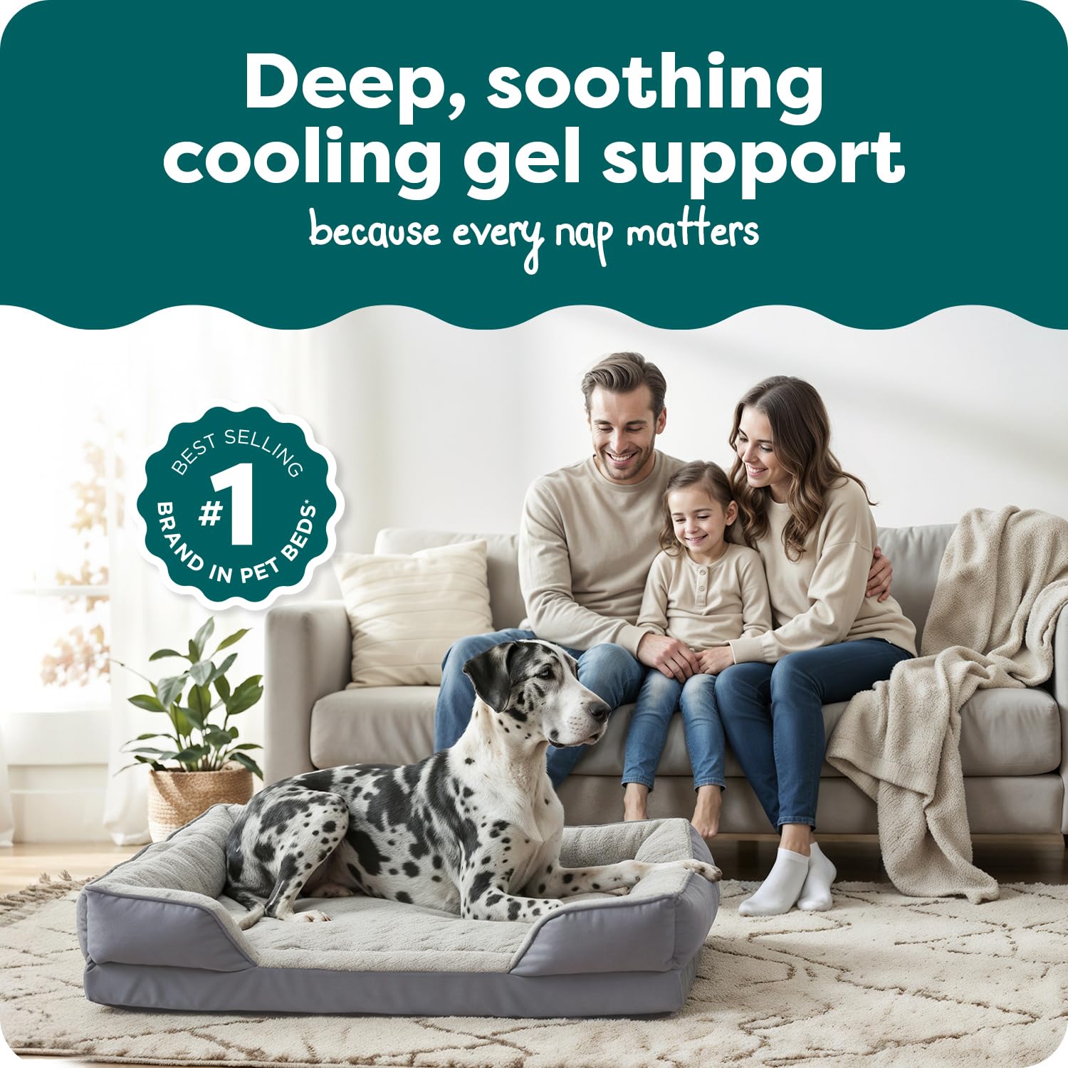 Furhaven Cooling Gel Dog Bed for Medium/Small Dogs w/ Removable Bolsters & Washable Cover, For Dogs Up to 35 lbs - Plush & Velvet Waves Perfect Comfort Sofa - Brownstone, Medium