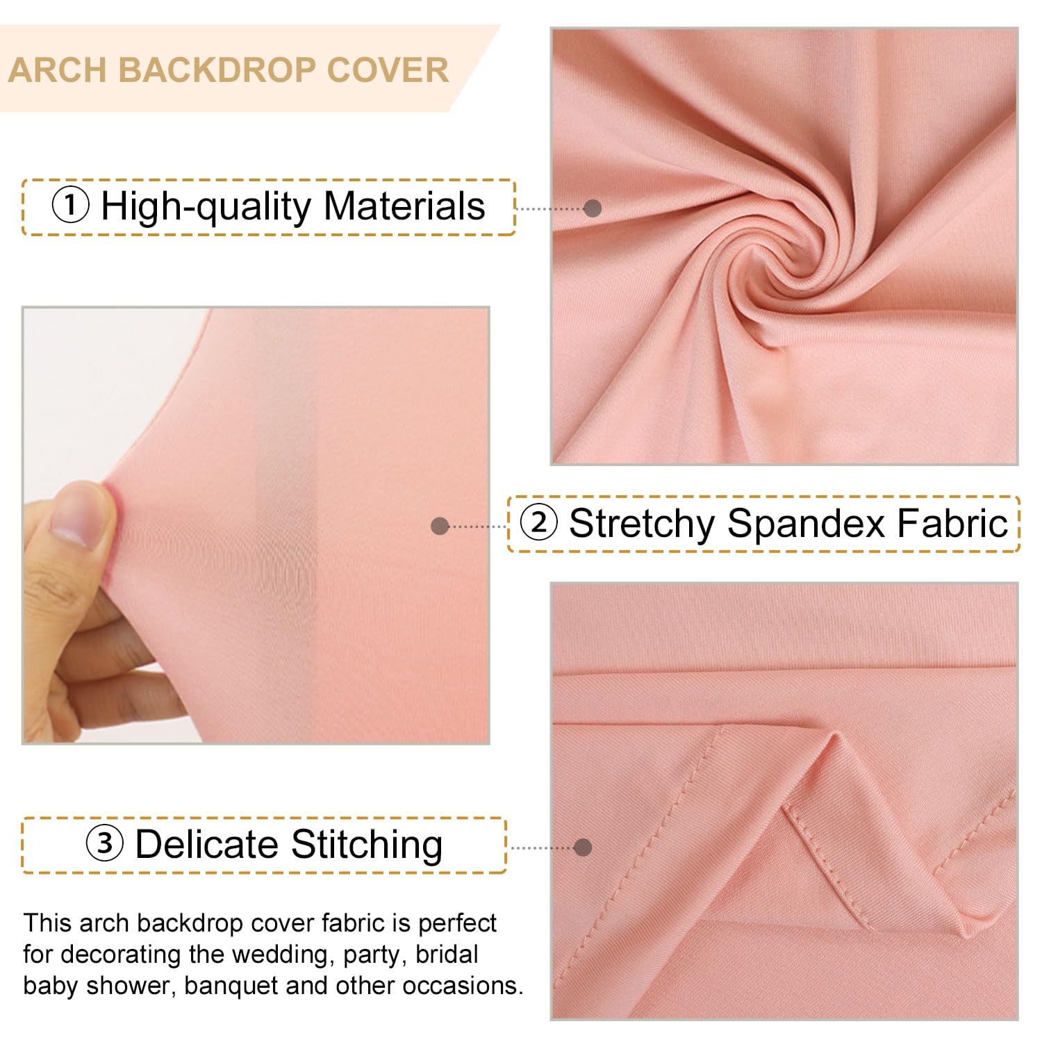 FANPROMS Beige Arch Backdrop Cover Set of 3 Wedding Arch Cover 4x5x6FT Round Top Arch Stand Cover for Fitted Arch Covers Spandex Backdrop Covers Set for Wedding Party Ceremony Decorations