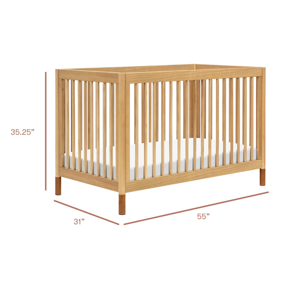 Babyletto Gelato 4-in-1 Convertible Crib with Toddler Bed Conversion in Natural Walnut and Brushed Gold Feet, Greenguard Gold Certified