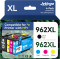 962xl Ink Cartridges Combo Pack for HP 962XL Black and Color Replacement for HP OfficeJet Pro 9010e 9015e 9010 9012 9015 9018 9025 Printers (4-Pack Black Cyan Magenta Yellow) (962-4P)