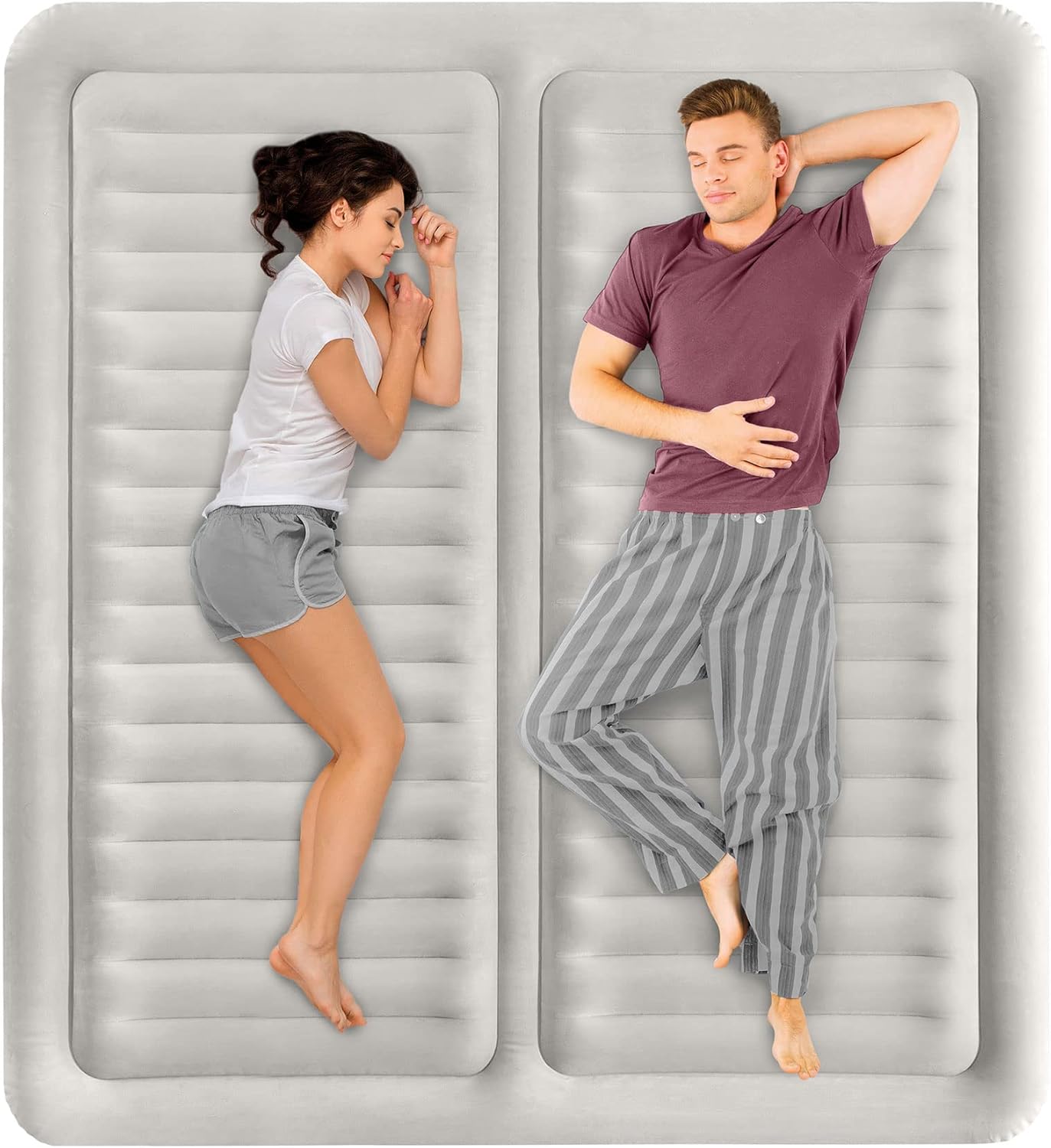 Intex King Air Mattress, Dura-Beam Deluxe 22" Dual Zone Inflatable Bed with Built-in Pump