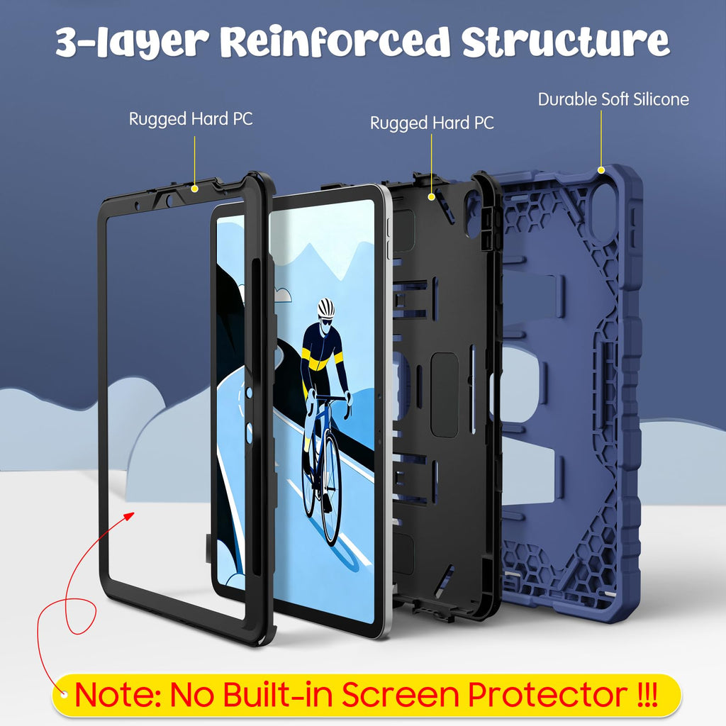 Fintie Case for iPad Air 11-inch M4/M3/M2 (2026/2025/2024), iPad Air 5th / 4th Generation (2022/2020) 10.9 Inch, Fully-Body Rugged Heavy Duty Shockproof Case with Kickstand for Kids, Black