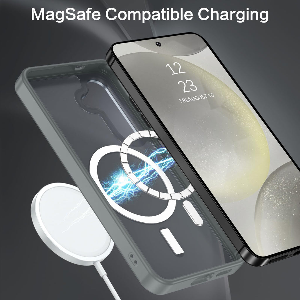BENTOBEN Magnetic for Samsung Galaxy S24 Plus Case [Compatible with Magsafe] Translucent Matte Slim Thin Shockproof Anti-Yellow Women Men Protective Phone Cases Cover for Samsung S24 Plus 6.7", Black
