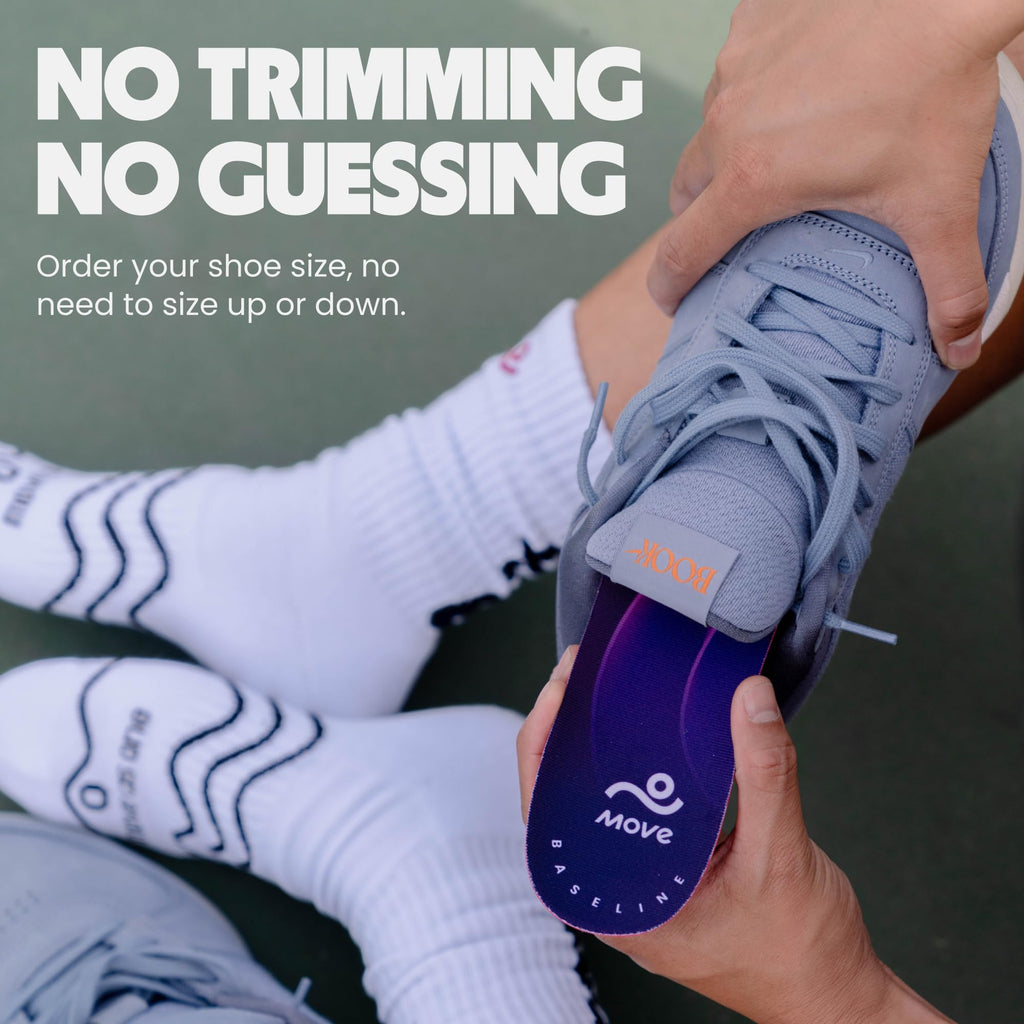MOVE Baseline - All-Purpose Insoles - Sock Liner - Ultra Thin Shock Absorption - Maximum Freedom of Movement and Energy Return for Cleats, Shoes, Running, Basketball, Baseball (M4-4.5/WM 5.5-6)
