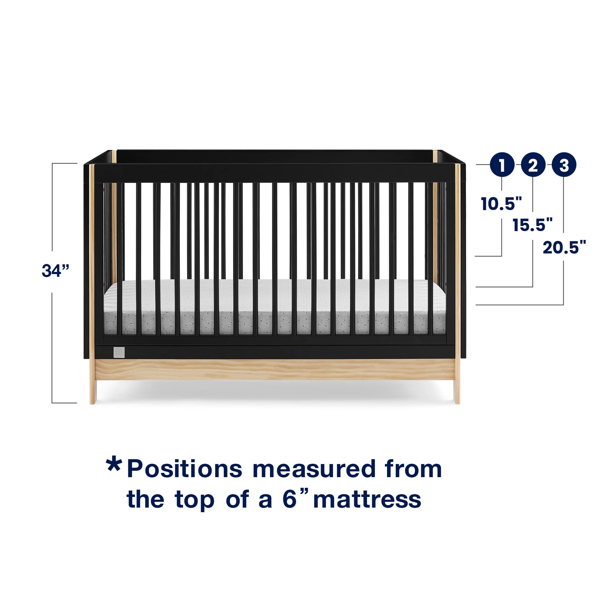 GAP babyGap Tate 4-in-1 Convertible Crib - Greenguard Gold Certified, Bianca White/Natural