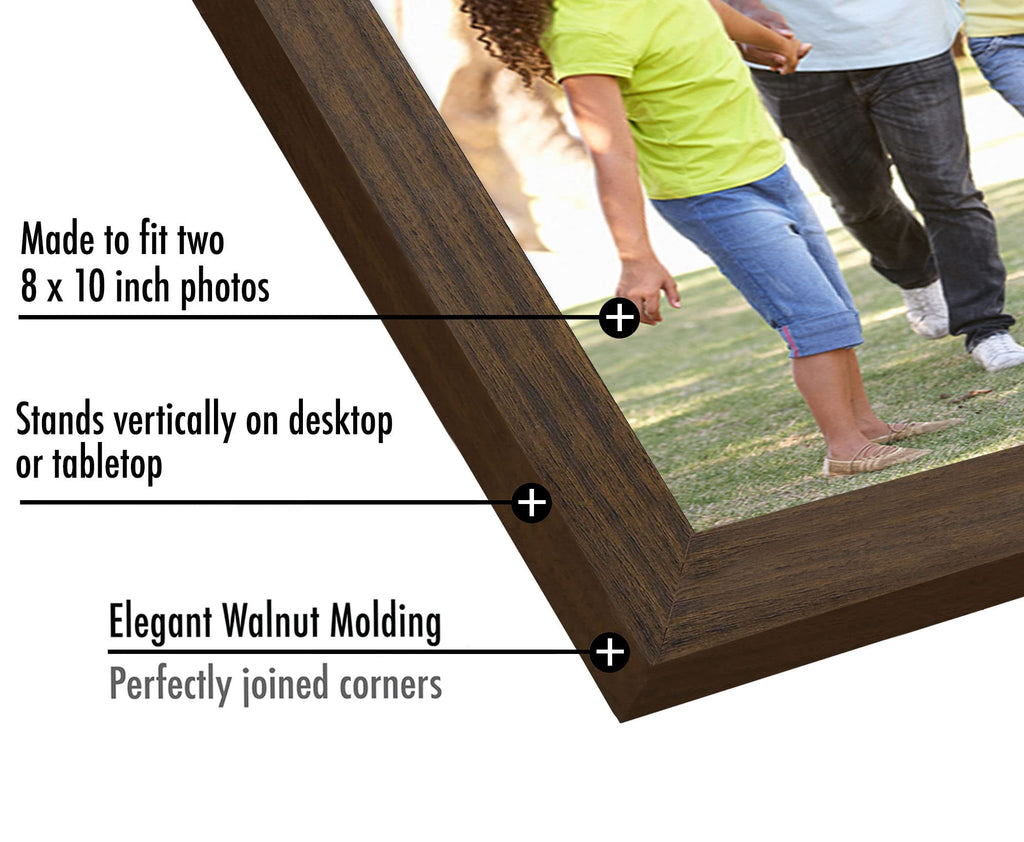 Americanflat Hinged 4x6 Picture Frame with Shatter-Resistant Glass - Double Picture Frames with Engineered Wood - Signature Collection - Photo Frame for Tabletop Display - Black
