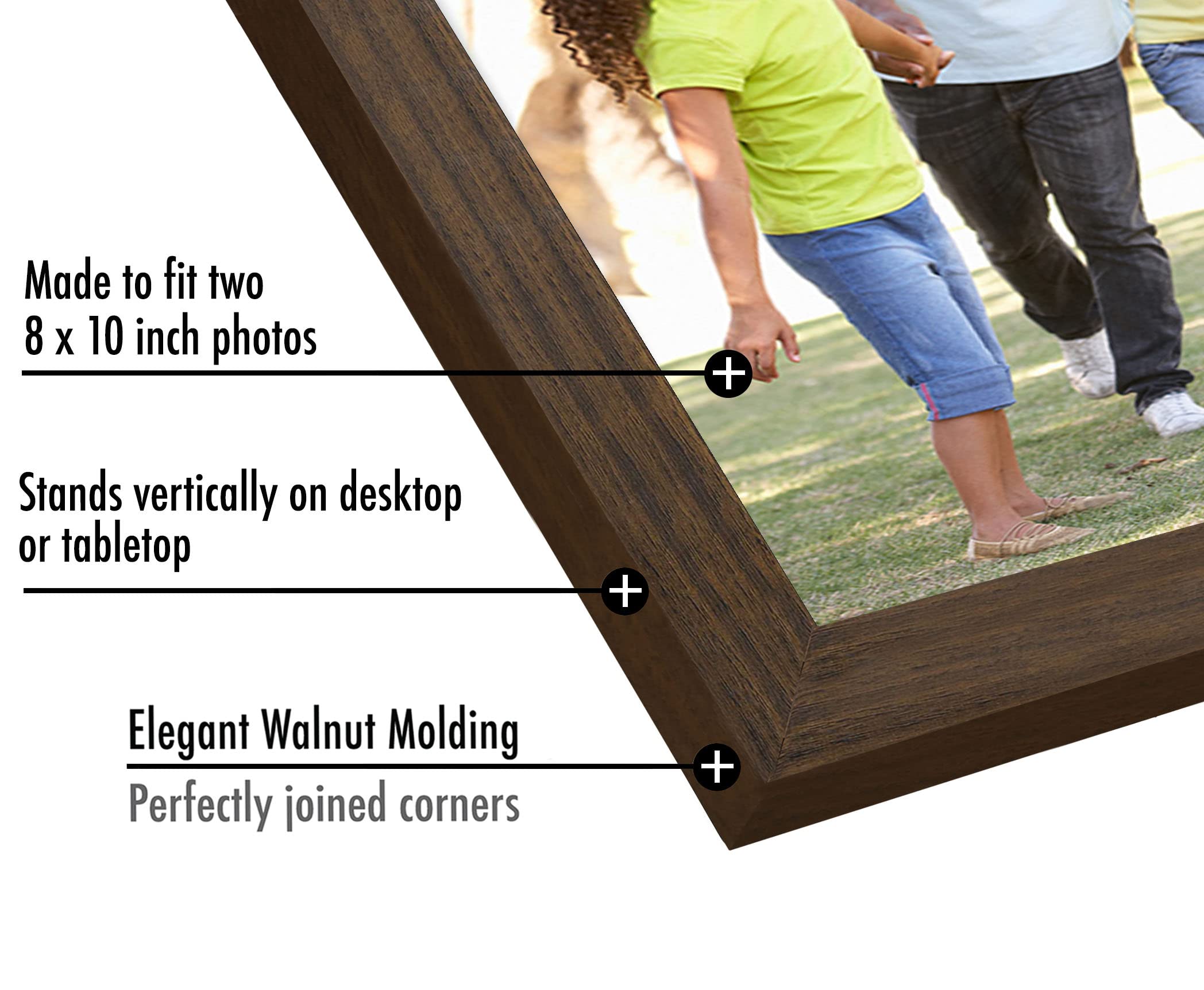 Americanflat Hinged 4x6 Picture Frame with Shatter-Resistant Glass - Double Picture Frames with Engineered Wood - Signature Collection - Photo Frame for Tabletop Display - Black