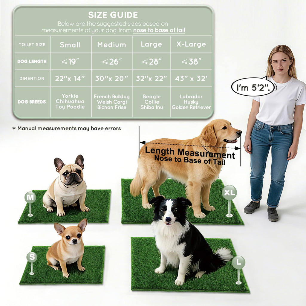HQ4US 4LEGS Artificial Grass, Dog Pee Grass Pads for Dogs Potty, 2PCS Odor Free Fake Grass for Dogs Small 22" x 14" with Countless Drainage Holes, Dog Potty Grass Hemmed Edge Realistic