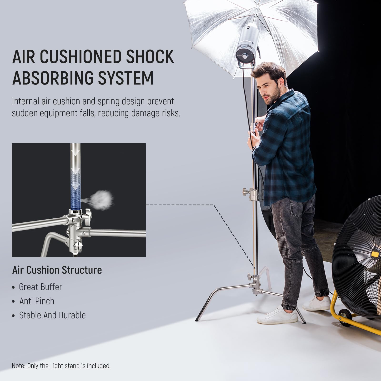NEEWER Pro 100% Stainless Steel Heavy Duty C Stand with Boom Arm, Max Height 68"/172cm Photography Light Stand with 2.7ft/83cm Holding Arm, 2 Grip Head for Studio Monolight, Softbox, Reflector, SC172