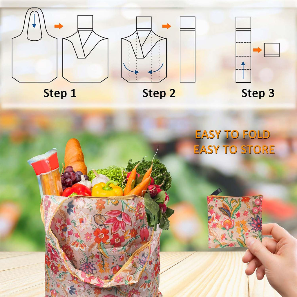 Bolsas de compras reutilizables para comestibles, paquete de 4 de 50 libras bolsas plegables grandes y lavables para mercado, compactas para un fácil almacenamiento, bolsas de tela ligeras y