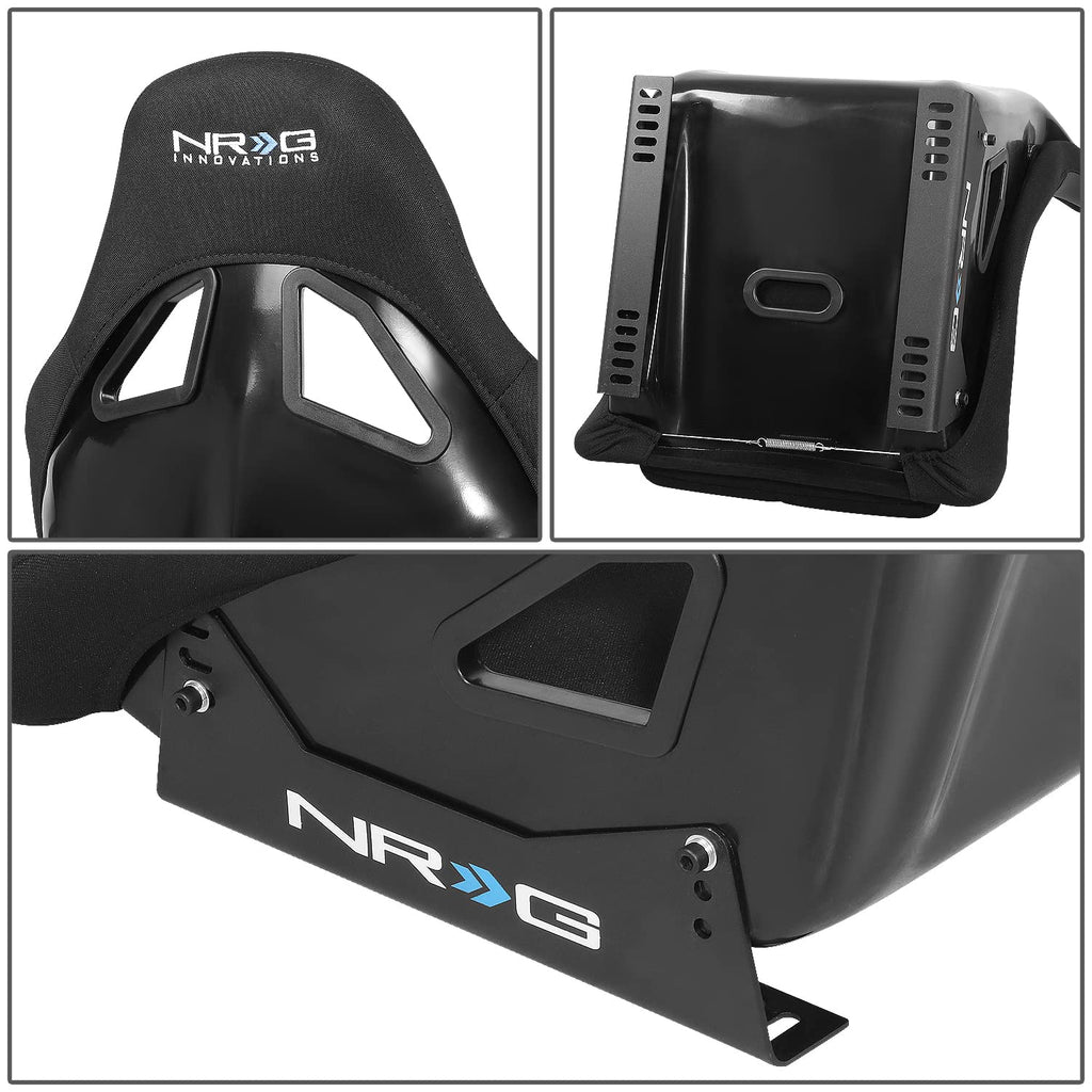 NRG Innovations NRG-FRP-330 Fiber Glass Fixed Back Bucket Racing Seat (Small), 4 pt Harness Compatibility, Black Seat Cover, 19"W X 18" D X 34" H