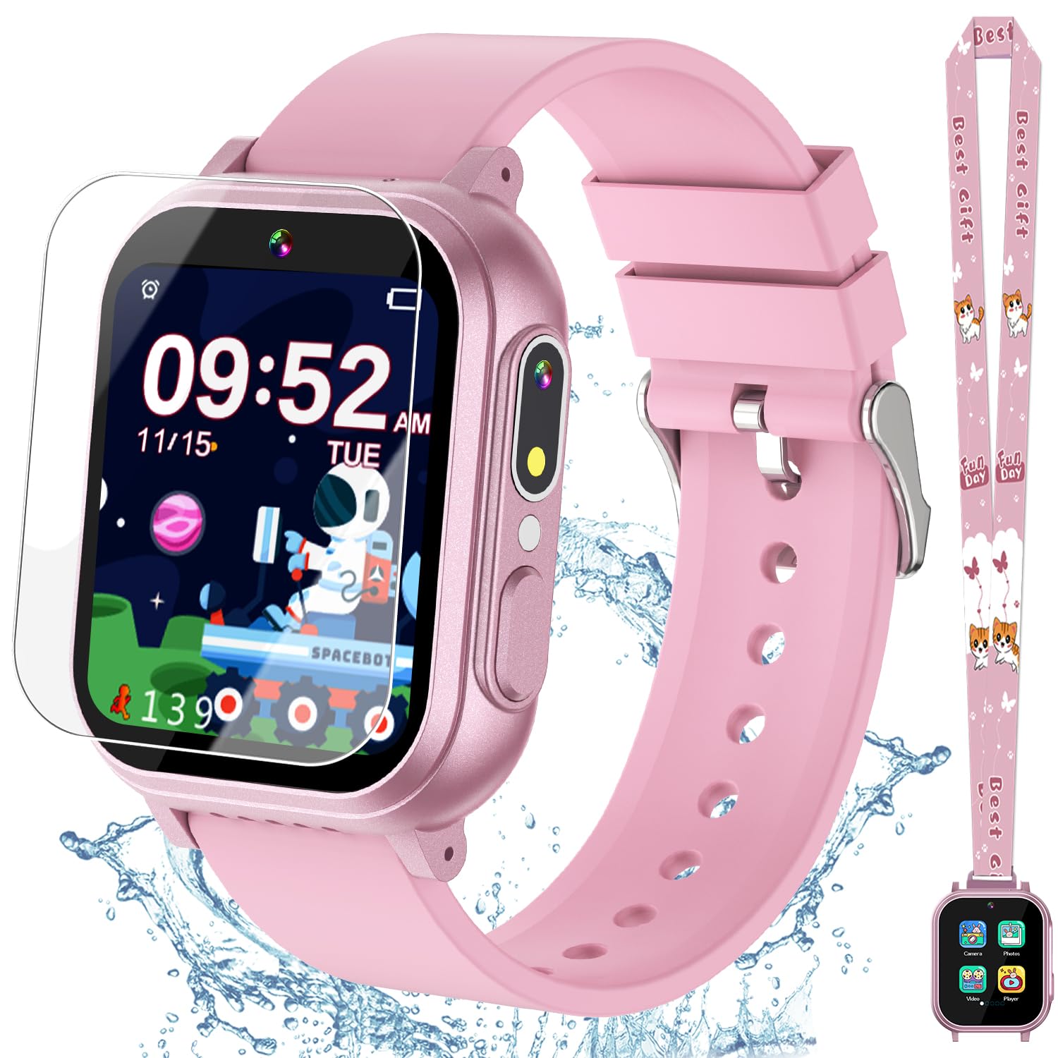 Kids Waterproof Smart Watch Boys Toys Age 5-12 with 32 Games, Dual Camera, Habit Tracking, Music Player, Video, Alarm Clock, HD Touchscreen Watch for Kids Birthday Gift for 3-12 Years Old Boys(Black)