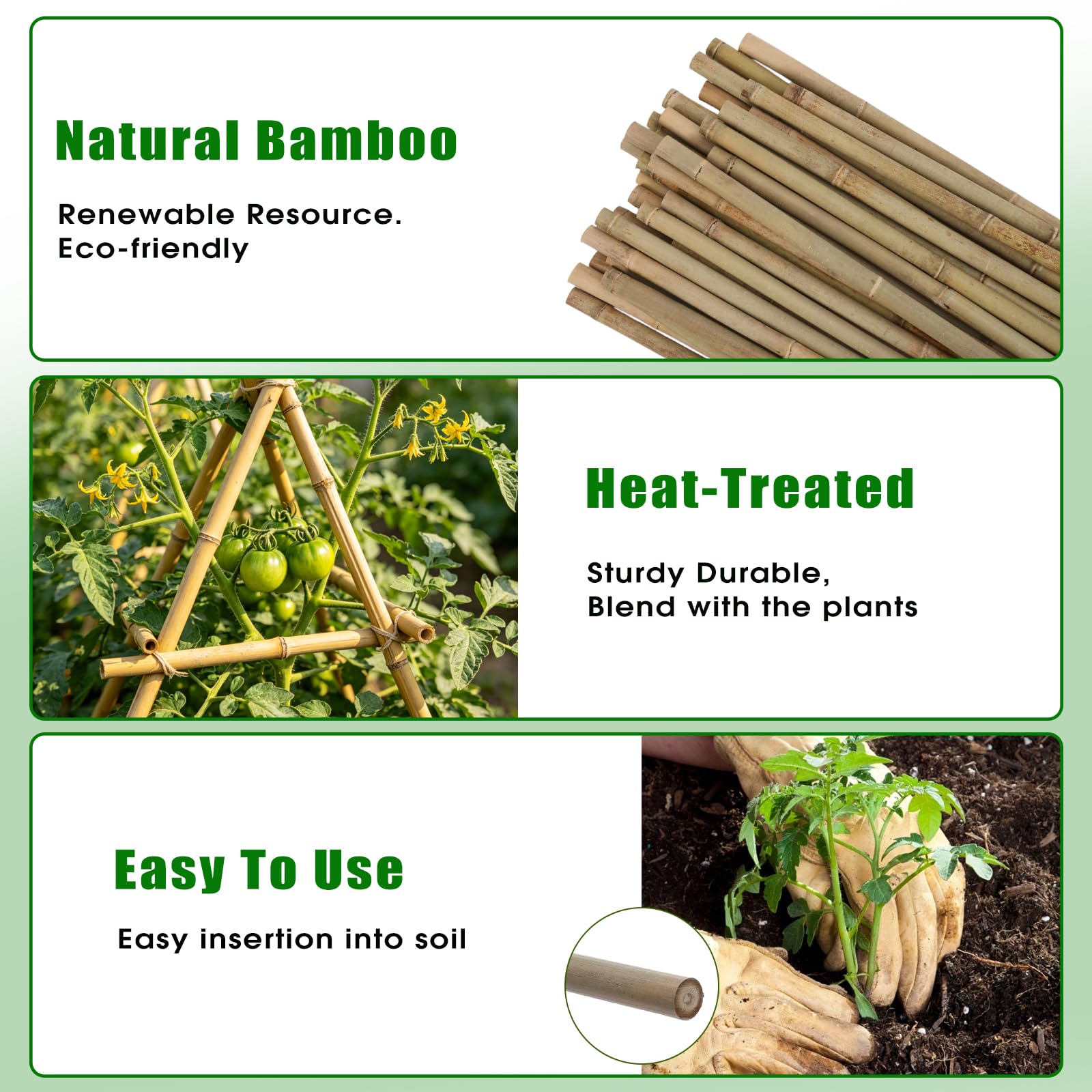 Plant Bamboo Post,3Feet,Bamboo Garden Stakes,50PcsBamboo Stakes,for Tomato,Beans,Vegetable and Flowers, Potted Plants,Indoor and Outdoor Climbing Plants