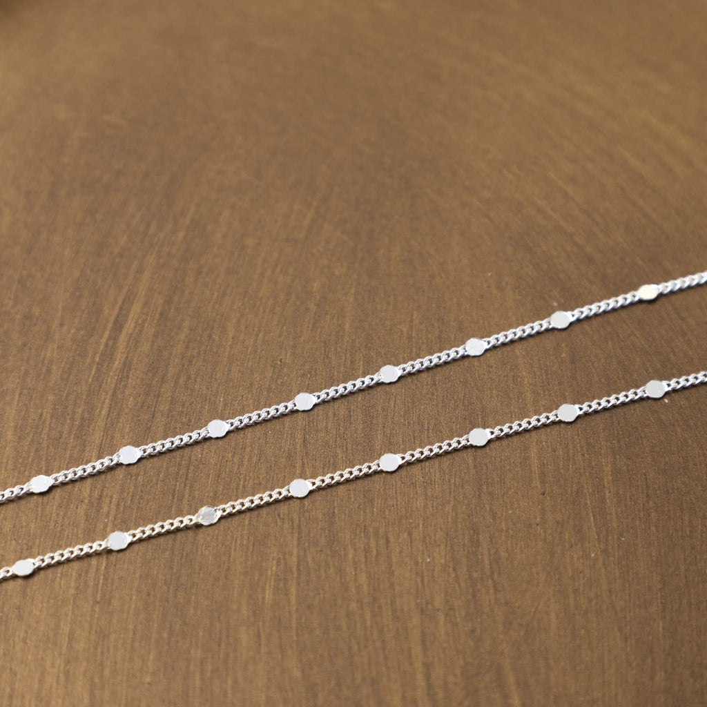 BERISO 14K Gold/Silver Plated Choker Necklace for Women Shining Dots Station Gold Chain Necklace Beads Sparkle Chain Necklace Link Chain Exquisite Jewelry for women