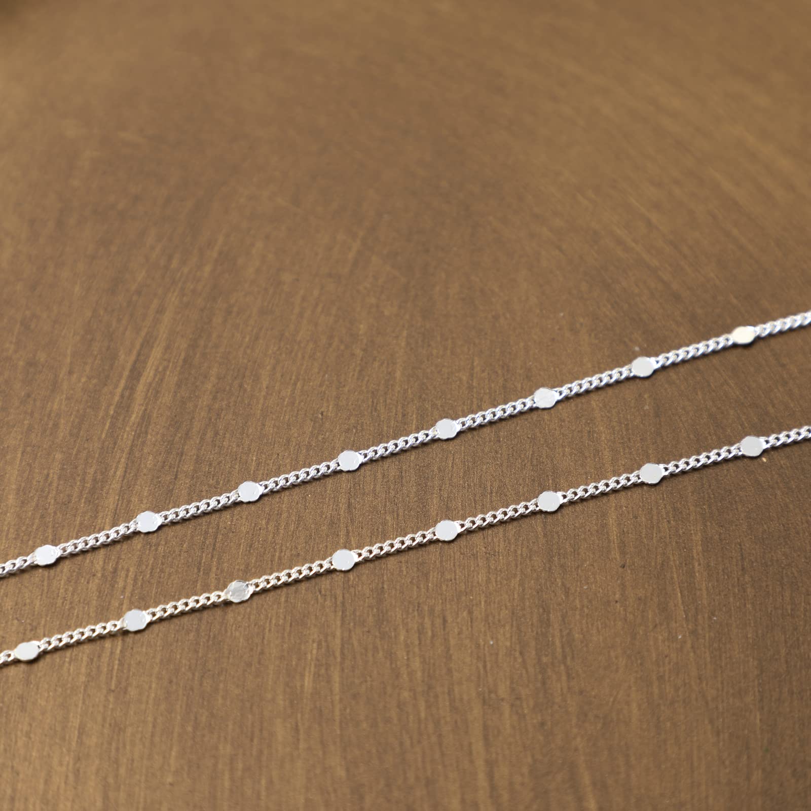 BERISO 14K Gold/Silver Plated Choker Necklace for Women Shining Dots Station Gold Chain Necklace Beads Sparkle Chain Necklace Link Chain Exquisite Jewelry for women
