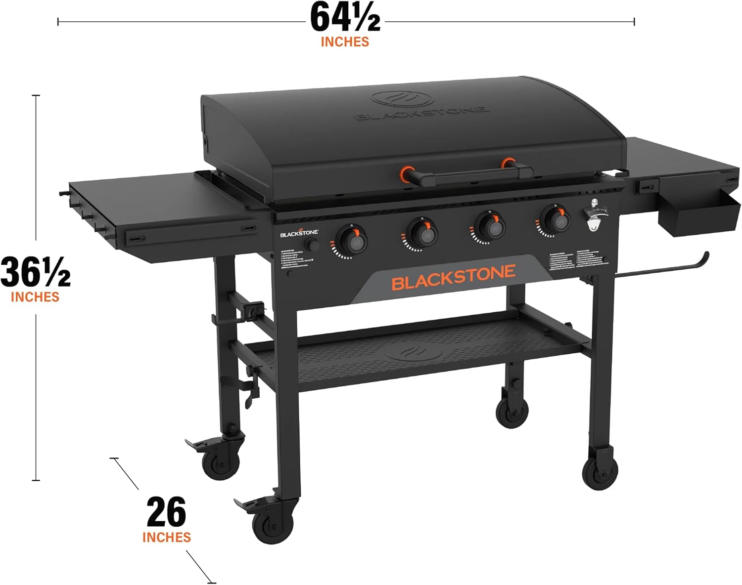 Blackstone 2322 Original Omnivore 36 Inch Griddle with Hood, 4-Burner Flat Top Grill, Propane Gas Grill with Blackstone Griddle Accessories, Seasoning and Wholesalehome Reusable Gloves and Cloth