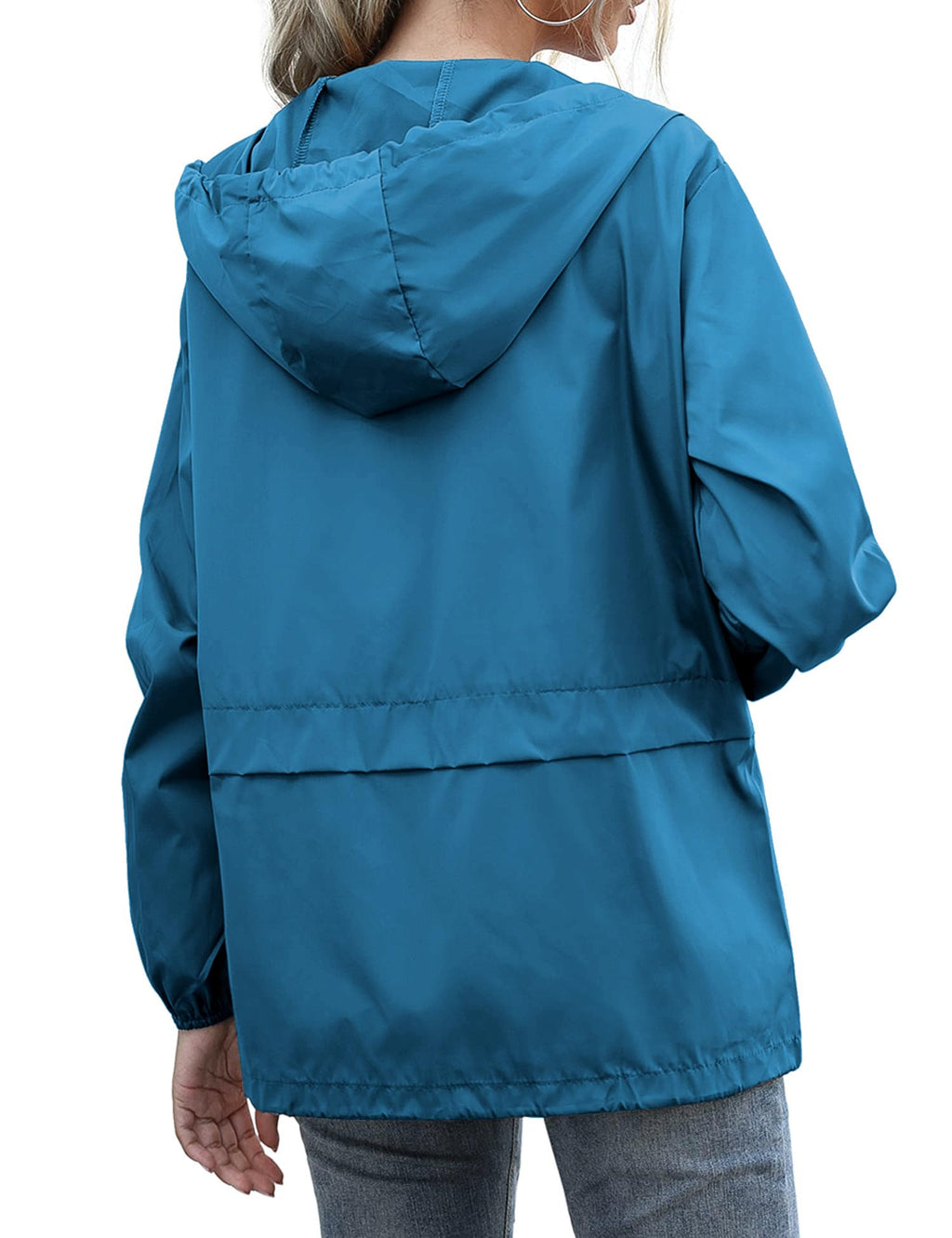 Women's Raincoats Lightweight Waterproof Windproof Adjustable Windbreaker Rain Jackets Hooded with Pockets S-XXL