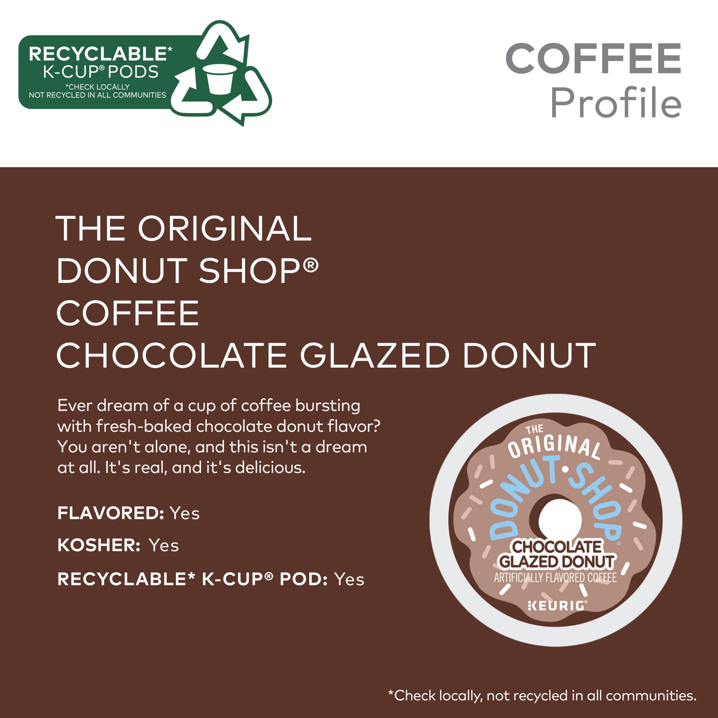 The Original Donut Shop Coffee Chocolate Glazed Donut Keurig Single-Serve K-Cup Pods, Medium Roast Coffee, 60 Count (6 Packs of 10)