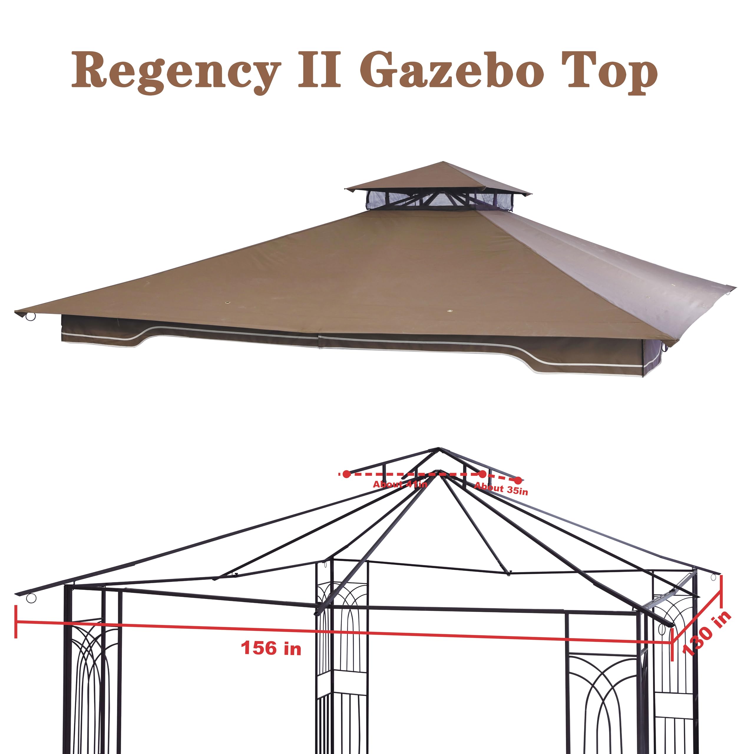 SCOCANOPY Replacement Gazebo Canopy Compatible with 10 x 12 Regency II Patio Gazebo Model L-GZ798PST,A101004104,A101004105,(Forest Green)