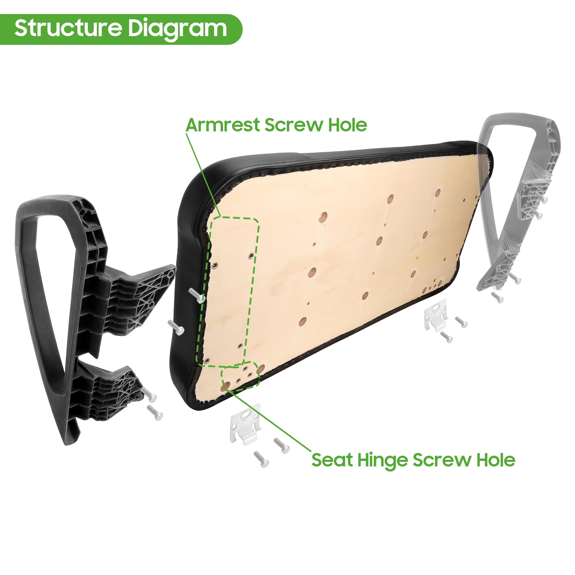 10L0L Golf Cart Front Seat Assembly for EZGO TXT 1994-2013, Factory Style Seat Bottom Cushions & Seat Back Replacement Kit